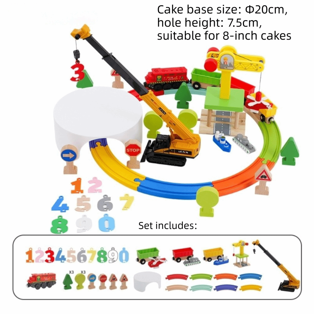 Toy Train Track Set - Light & Sound Effects Wooden Train