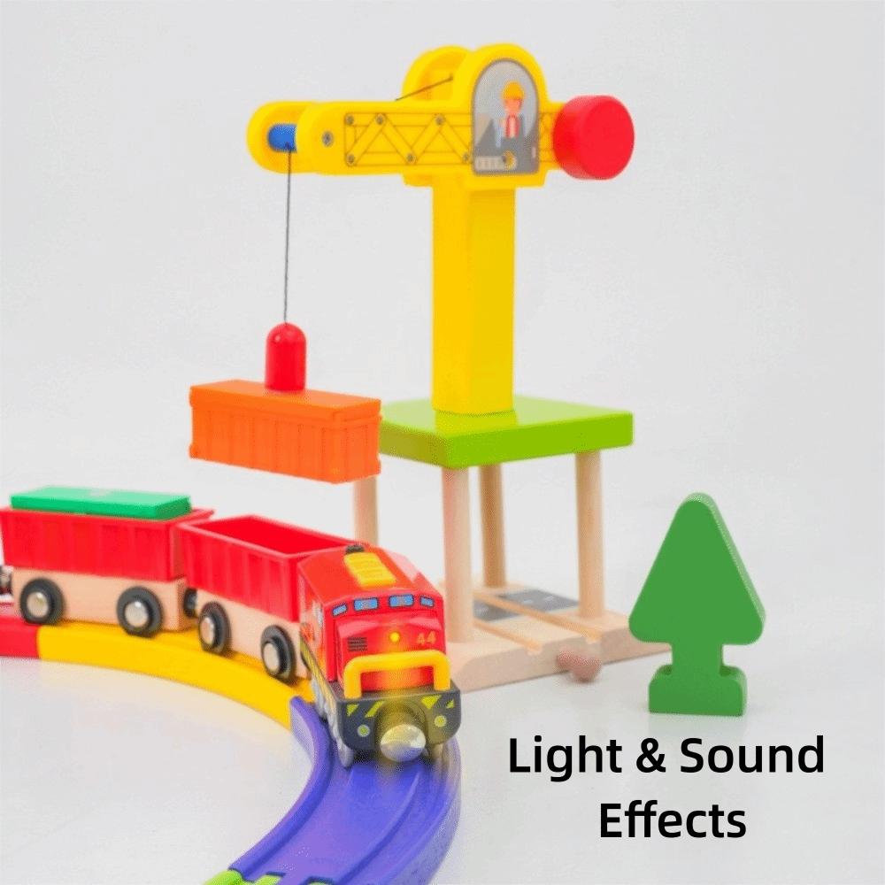 Light & Sound Effects Wooden T - đánh giá và giá Toy Train Track Set